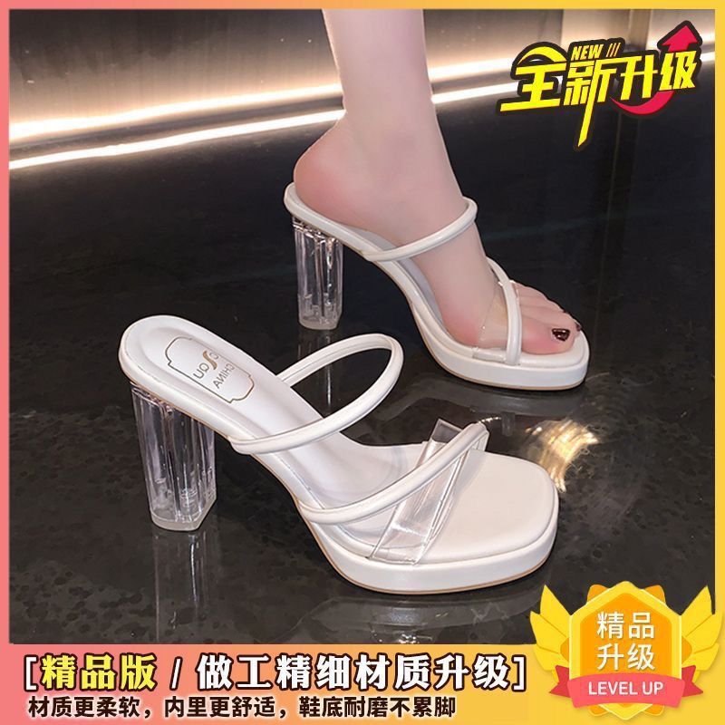 Platform Sandals For Outgoing 2024 Summer Transparent Crystal High Heels Fairy Style Sandals - Image 3