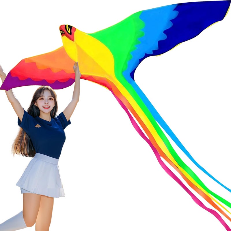 HENGDA KITEStrong Phoenix for Kids Adults with Long Colorful TailHuge Beginner Colorful Rainbow Bird Phoenix Kites 74Inch Come with String and Handle - Image 2