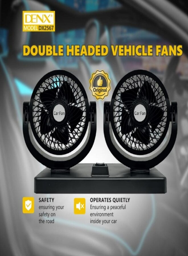 Denx Double Headed Vehicle Fan DX2567 - Image 2
