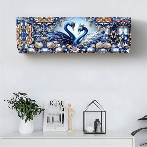 DARSHANAM WORLD Beatiful Designer Ac Cover For 1.5 Ton | Printed Air Conditioning Dust Cover Folding Design Cover For Indoor And All Type AC Split Cover (97 x 31 x 21.5cm) (ROYAL BLUE) - Image 1