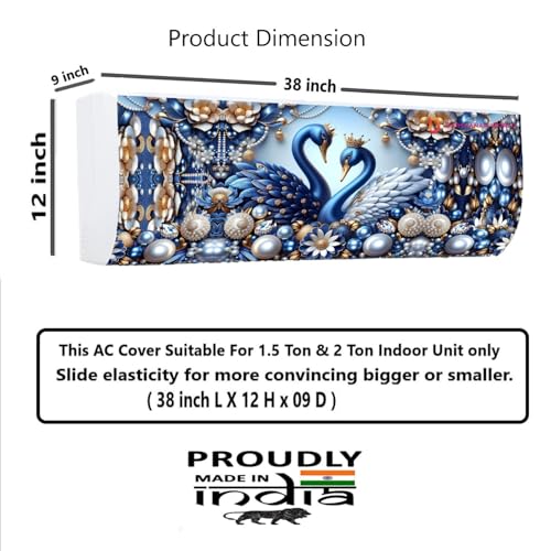 DARSHANAM WORLD Beatiful Designer Ac Cover For 1.5 Ton | Printed Air Conditioning Dust Cover Folding Design Cover For Indoor And All Type AC Split Cover (97 x 31 x 21.5cm) (ROYAL BLUE) - Image 3
