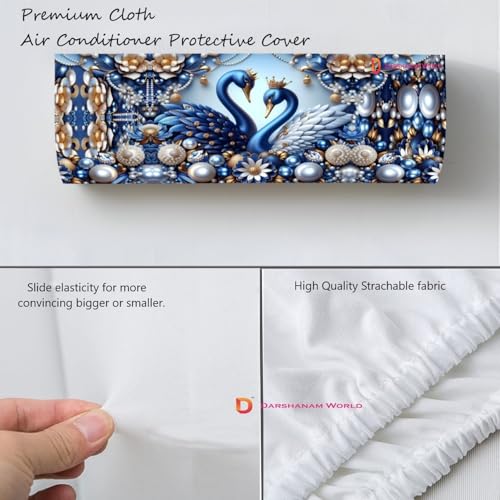 DARSHANAM WORLD Beatiful Designer Ac Cover For 1.5 Ton | Printed Air Conditioning Dust Cover Folding Design Cover For Indoor And All Type AC Split Cover (97 x 31 x 21.5cm) (ROYAL BLUE) - Image 4