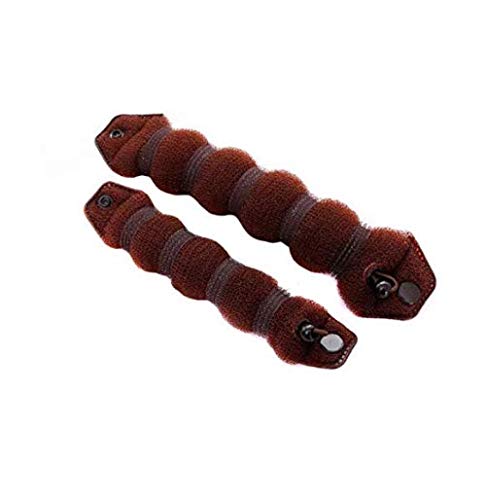 Set of 2 Brown Magic Hair Styling Styler Hot Hair Donut Bun Ring Styler Maker for Women Lady Girls 1 large1 small