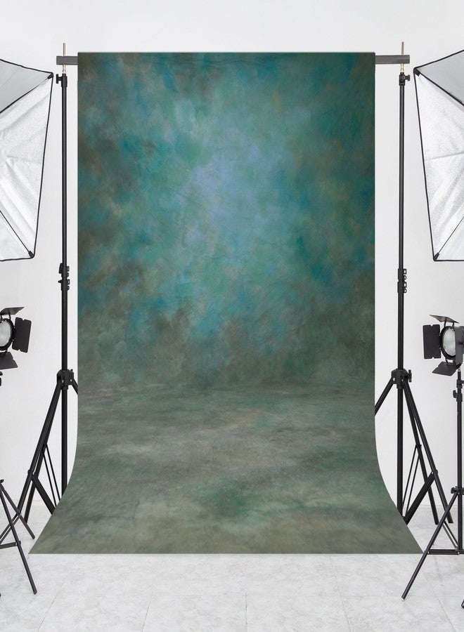 Haboke 8x10ft Durable Polyester Vintage Photography Backdrops Abstract Dark Green and Blue Photo Backdrop for Studio Booth Props Portrait Backgound - Image 4