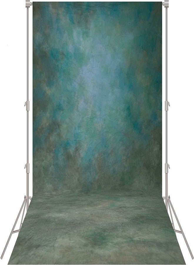 Haboke 8x10ft Durable Polyester Vintage Photography Backdrops Abstract Dark Green and Blue Photo Backdrop for Studio Booth Props Portrait Backgound - Image 1