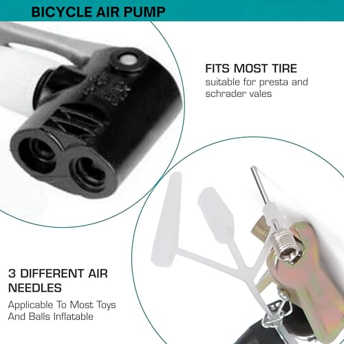 Shopeleven All-in-One Air Pump for Bicycle, Football, Volleyball, Basketball, Balloons & Floats – Dual Valve & Needle (Silver) - Image 5