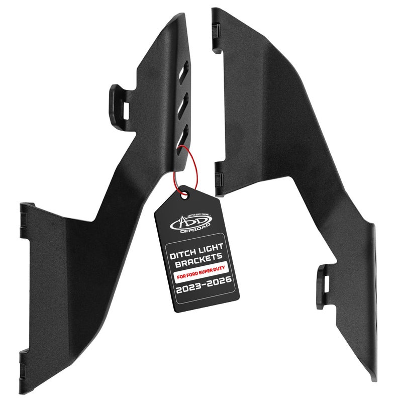 Addictive Desert Designs Ditch Light Brackets Compatible with Ford F250 F350 F450 Super Duty 20232026 Made in USA 18 Steel Hood Mount Light Brackets Driver Passenger Side Pair - Image 2