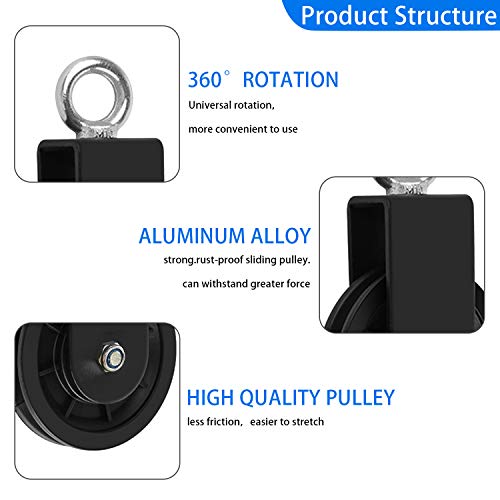 LFJ Cable Pulley with Swing Strap Carabiner Gym Pulley Wheel Set for LAT Pulley System DIY Pull Down Attachment,Ladder Lift,Home Gym Equipment (2) - Image 4
