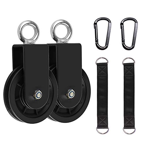 LFJ Cable Pulley with Swing Strap Carabiner Gym Pulley Wheel Set for LAT Pulley System DIY Pull Down Attachment,Ladder Lift,Home Gym Equipment (2) - Image 1