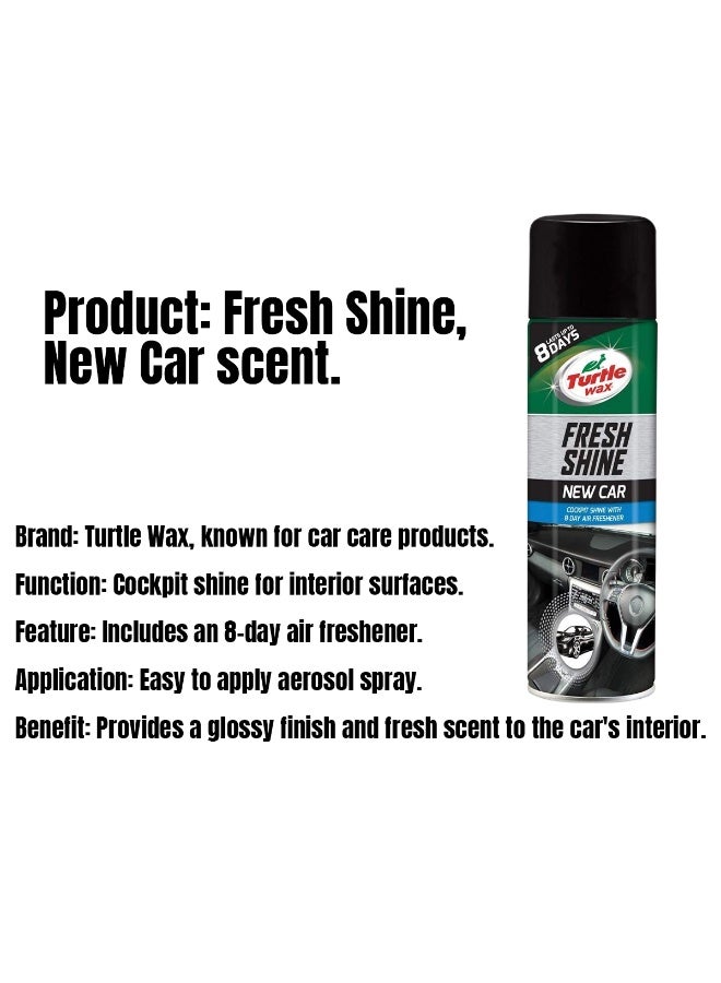 تيرتل واكس ملمع ومجدد مقصورة السيارة "Fresh Shine" من "Turtle Wax" (برائحة السيارة الجديدة) مع ميزة تعطير الجو لمدة 8 أيام - Image 3