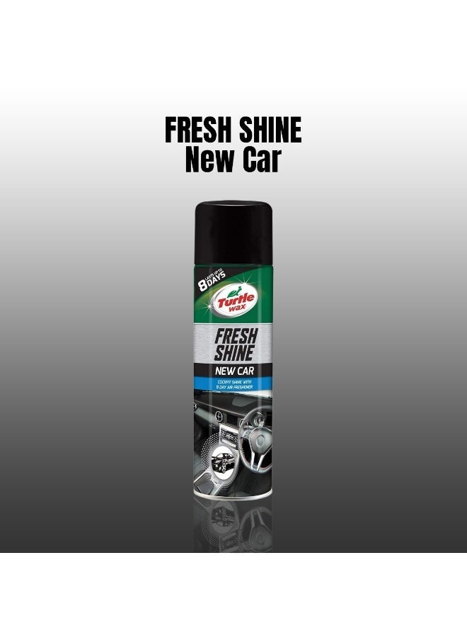 تيرتل واكس ملمع ومجدد مقصورة السيارة "Fresh Shine" من "Turtle Wax" (برائحة السيارة الجديدة) مع ميزة تعطير الجو لمدة 8 أيام - Image 2