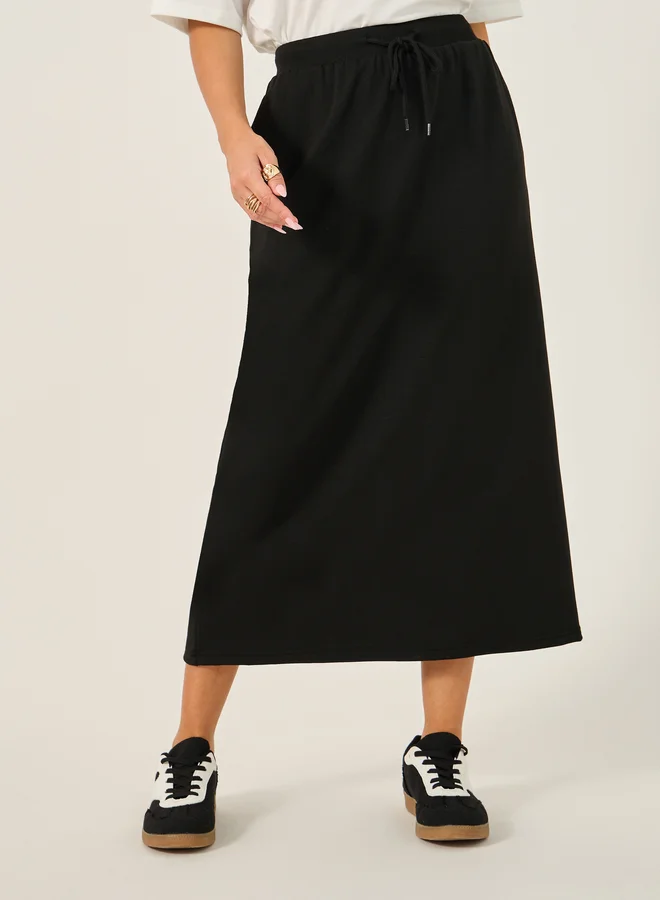 Styli Oversized Slogan Print T-Shirt and Midi Skirt Co-Ords