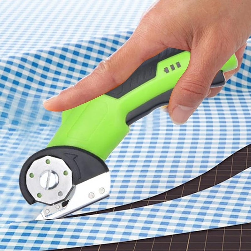 Rechargeable Lithium Battery Electric Scissors Green Portable Cutter For Carpets Fabrics Leather Craft - Image 4