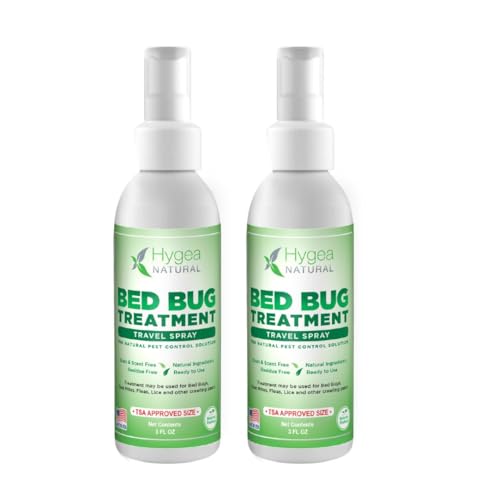 Hygea Natural Lice, Mite, and Bed Bug Natural Travel Spray- TSA Approved 3 oz Size Bottles, Child & Pet friendly, Stain & Odor Free, For Hotels, Suitcase, Backpack, Shoes, Bed Bug Spray (2 Pack) - Image 1