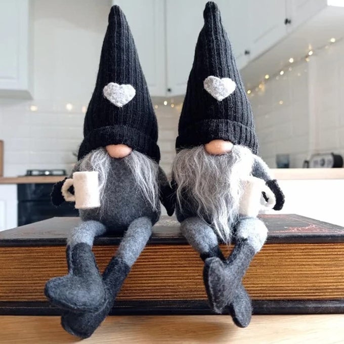 2 PCS COFFEE GNOMES PLUSH BAR DECOR HANDMADE SWEDISH TOMTE GNOMES GIFTS FARMHOUSE SCANDINAVIAN FIGURINE GNOME FOR HOME KITCHEN COFFEE STATION TABLE SHELF DECOR
