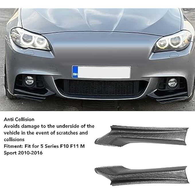 Yoidesu Carbon Fiber Front Bumper Lip Splitter for 5 Series F10 F11 M Sport 2010-2016, Reduced Wind, Improved Driving Stability (Carbon Fiber) - Image 2