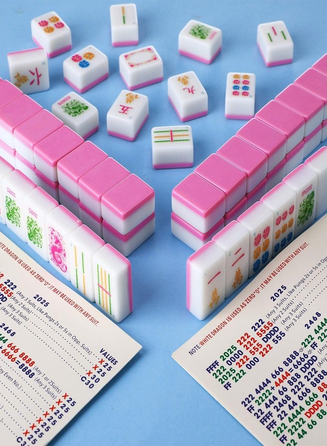 Soulchen Kaleidoscope Mahjong Tile Set 160 Mahjong Tiles 1.2'' Pink American Mahjongs Tile Set with Mahjongs Bag - Image 5