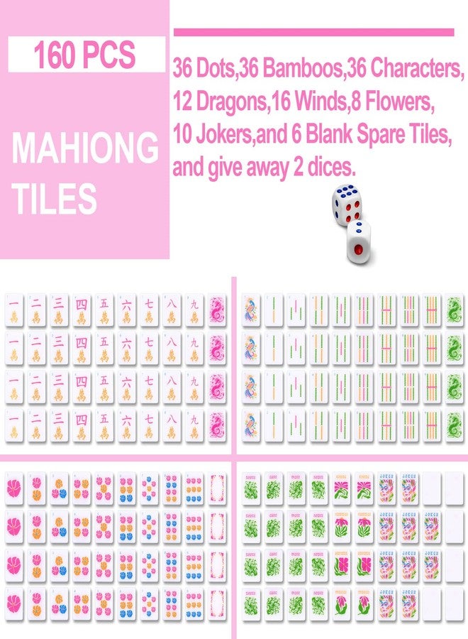 Soulchen Kaleidoscope Mahjong Tile Set 160 Mahjong Tiles 1.2'' Pink American Mahjongs Tile Set with Mahjongs Bag - Image 2