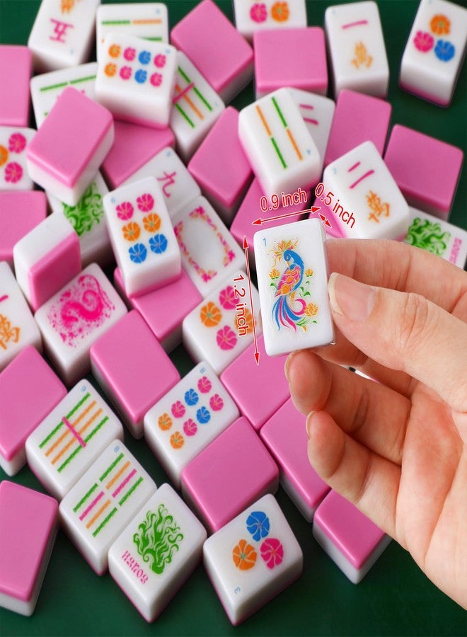 Soulchen Kaleidoscope Mahjong Tile Set 160 Mahjong Tiles 1.2'' Pink American Mahjongs Tile Set with Mahjongs Bag - Image 4