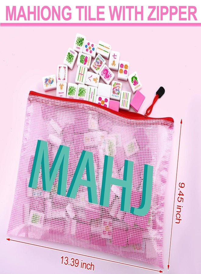 Soulchen Kaleidoscope Mahjong Tile Set 160 Mahjong Tiles 1.2'' Pink American Mahjongs Tile Set with Mahjongs Bag - Image 3