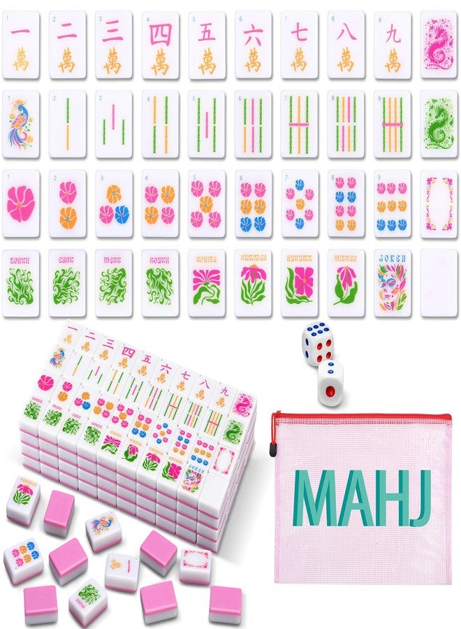 Soulchen Kaleidoscope Mahjong Tile Set 160 Mahjong Tiles 1.2'' Pink American Mahjongs Tile Set with Mahjongs Bag - Image 1