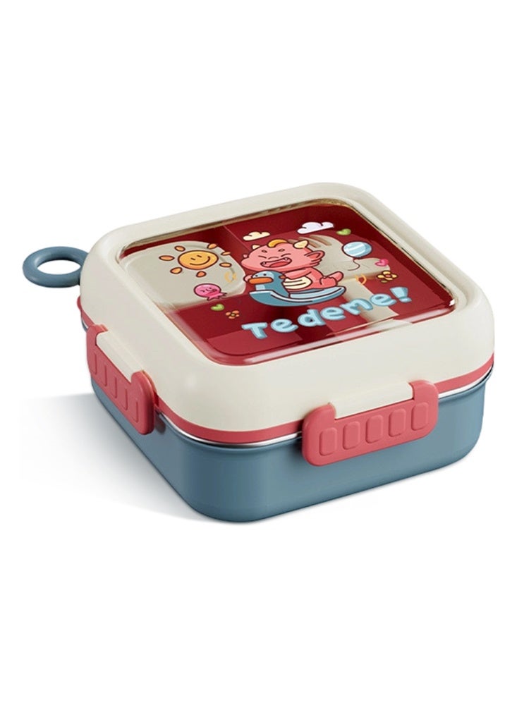 WOLFATION FOR YOU Kids Bento Box for Boys, Food-Grade 304 Stainless Steel, Leakproof & Odor-Proof, Easy-Clean Detachable Design, Includes Utensils (Vibrant Blue) - Image 1