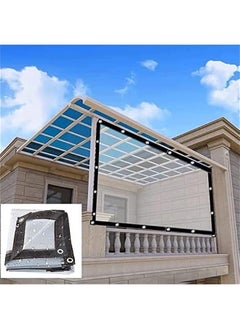 ماركة غير محددة غطاء مقاوم للماء شفاف بمقاس 7x7 قدم و7x10 قدم و7x13 قدم، قماش مشمع قوي مضاد للغبار ومضاد للمطر، عازل PE مقاوم للتآكل، مع فتحات للتركيب.  - Image 1