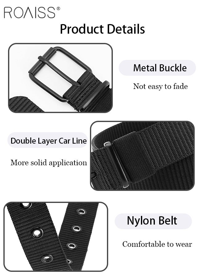 roaiss 2 Pcs Nylon Belts for Men, Breathable Canvas Webbing Belts with Metal Pin Buckle, Outdoor Sports Belts for Work, Outdoor Sport,Picnics, Hiking - Image 3