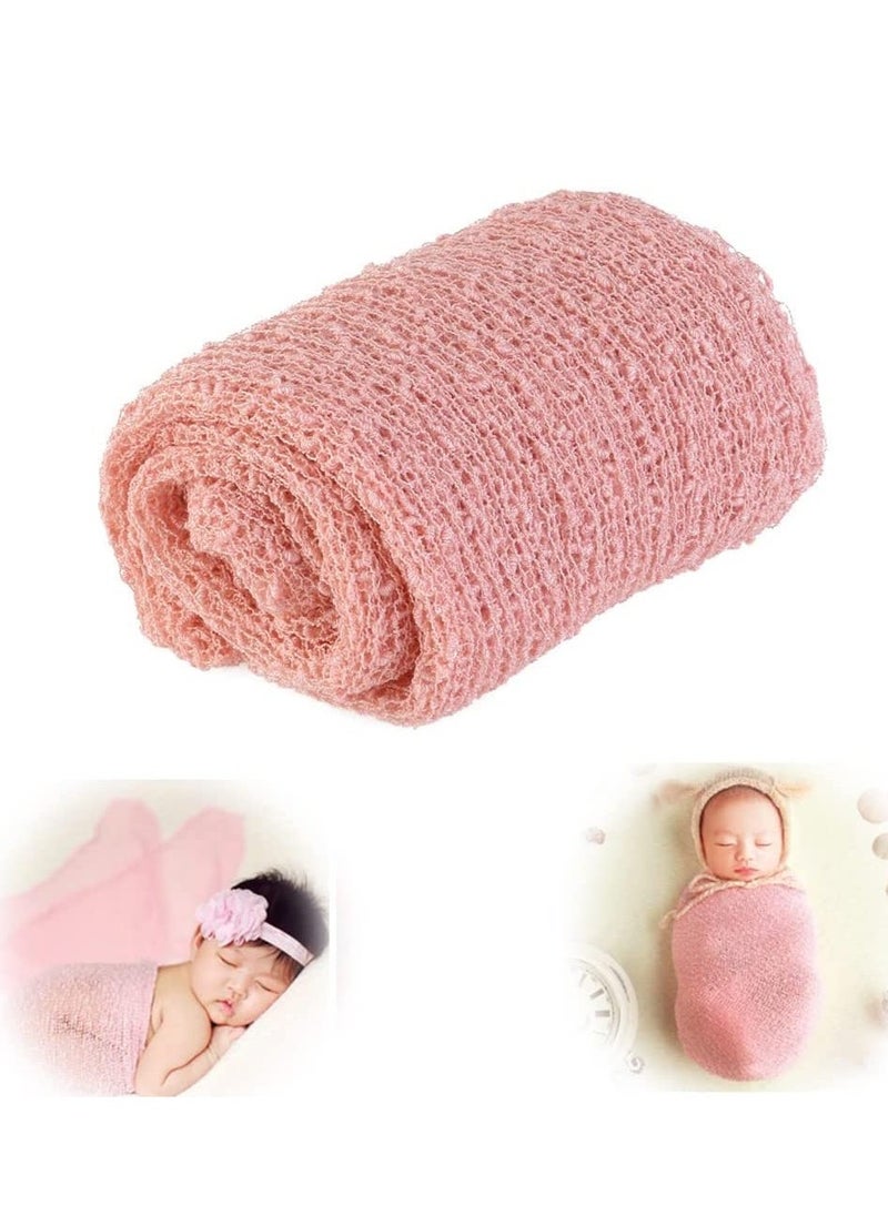 Newborn Baby Photography Props, Long Ripple Wrap Blanket Photo Props, Newborn Photo Shoot Outfits for Baby (15.7in * 59in / 40cm * 150cm, Pink) - Image 1