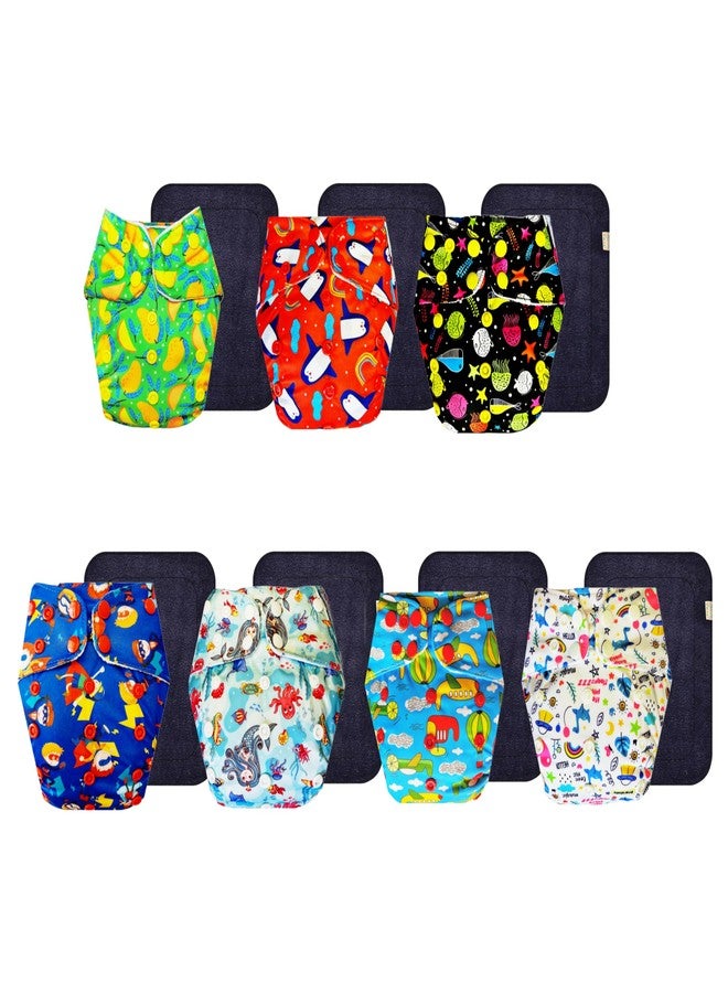 حفاضات قماشية فاخرة من دمبلدو مع حشوة سوداء (عبوة من 7 قطع) | مضادة للحساسية | تسمح بمرور الهواء | مناسبة للسفر | مثالية للأطفال الصغار | من 3 أشهر إلى 3 سنوات | للجنسين - Image 1
