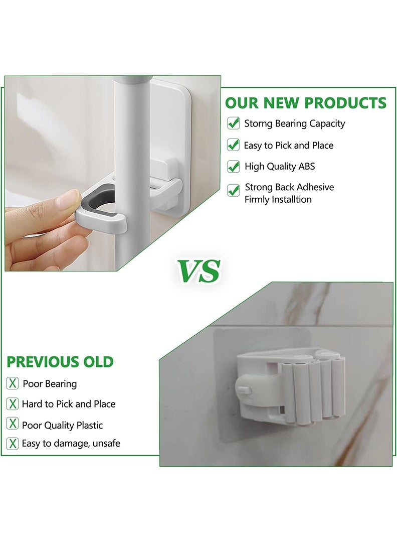 3Pieces Mop Broom Holder, Wall Mount Mop Holder, Self Adhesive Broom Hanger for Home Garage, Garden, Laundry Room, Storage, Kitchen, Tools Organizer - Image 5