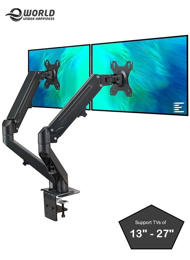 Eworld Premium PC Dual Monitor Arm Stand Desk Mount Bracket with Height Adjustment and Rotating Swivel, Supports 13" - 27" TVs, LCDs, and LEDs.  - Image 1