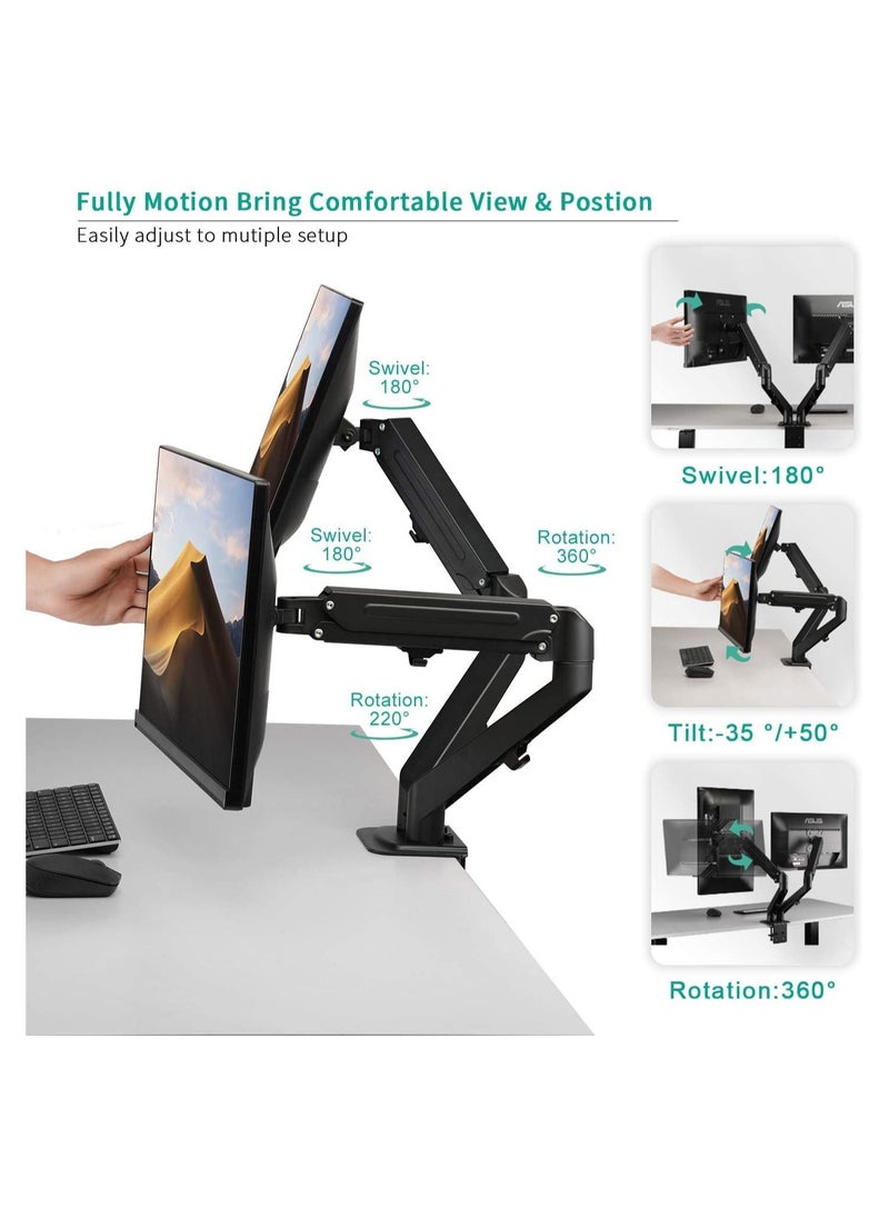 Eworld Premium PC Dual Monitor Arm Stand Desk Mount Bracket with Height Adjustment and Rotating Swivel, Supports 13" - 27" TVs, LCDs, and LEDs.  - Image 4