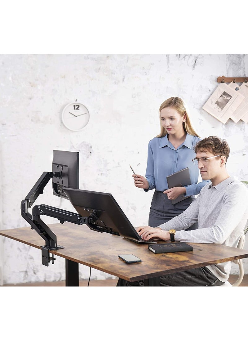 Eworld Premium PC Dual Monitor Arm Stand Desk Mount Bracket with Height Adjustment and Rotating Swivel, Supports 13" - 27" TVs, LCDs, and LEDs.  - Image 2