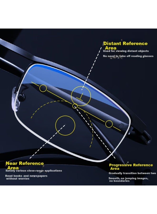 Lesca Lunetier German Technology Auto Focus Progressive Reading Gl Men Intelligent Dual-use Imported Blue Light Blocking Half-frame Elderly Gl Women - Image 2
