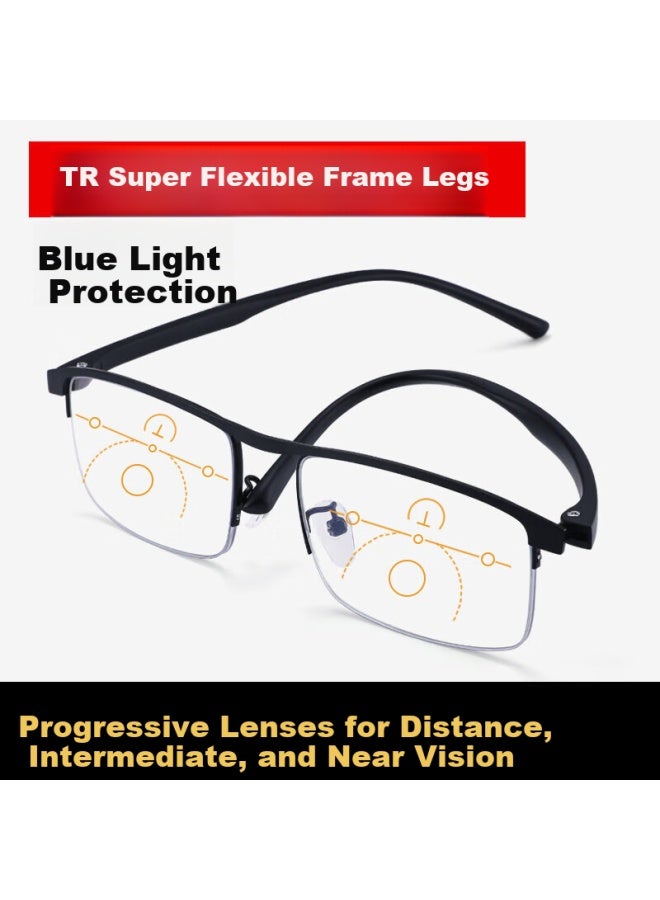 Lesca Lunetier German Technology Auto Focus Progressive Reading Gl Men Intelligent Dual-use Imported Blue Light Blocking Half-frame Elderly Gl Women - Image 3