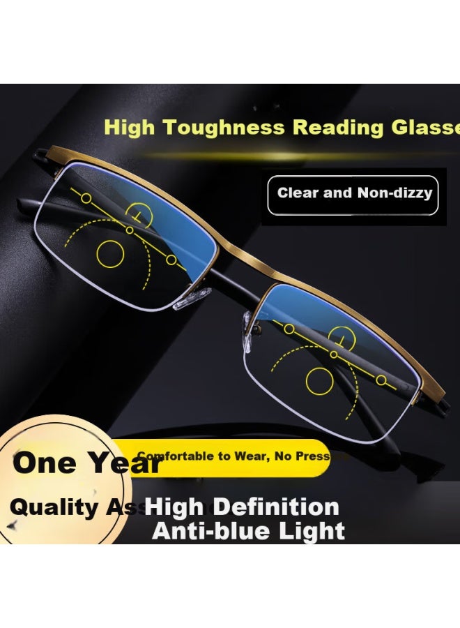 Lesca Lunetier German Technology Auto Focus Progressive Reading Gl Men Intelligent Dual-use Imported Blue Light Blocking Half-frame Elderly Gl Women - Image 1