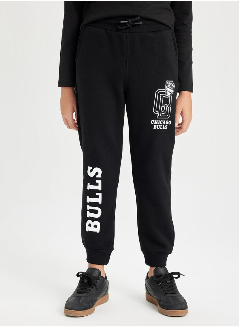 DeFacto Nba Chicago Bulls Black Elasticated Cuff Jogger Pants With Pockets  - Image 1