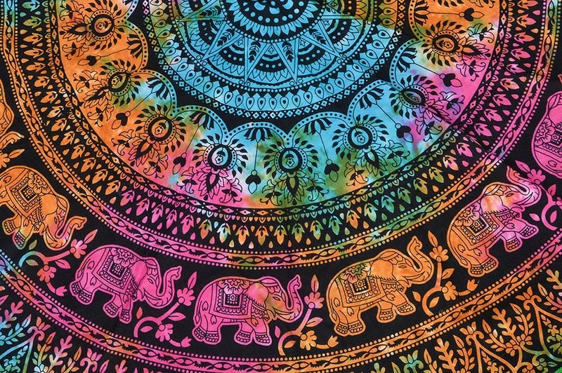 Textile art Creations Creations Indian Tapestry Mandala Round Mandala Center Table CoverTraditional Cotton Round Table CoverDining Tablecloth Print 1 - Image 2