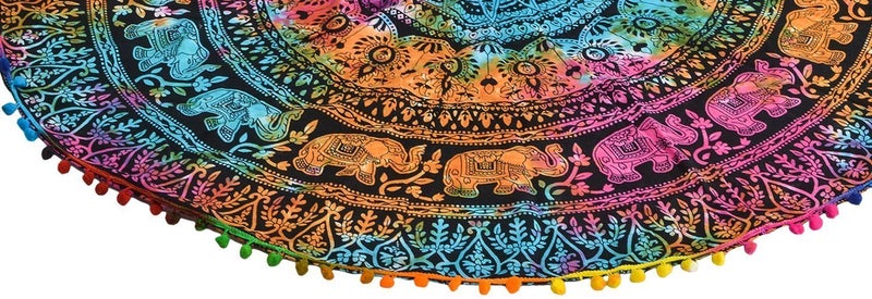 Textile art Creations Creations Indian Tapestry Mandala Round Mandala Center Table CoverTraditional Cotton Round Table CoverDining Tablecloth Print 1 - Image 3