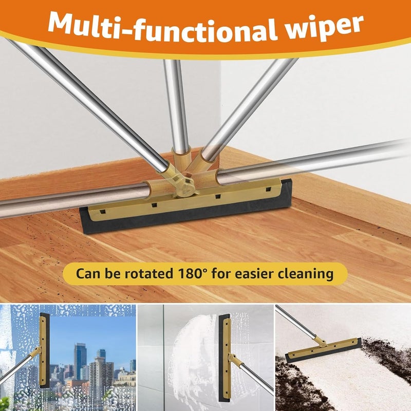 KASTWAVE 3Pcs Broom and Dustpan Long Handle Dustpan and Brush Sets with Comb Teeth Portable Broom with Dustpan Combo 180° Rotatable Floor Squeegee Efficient Sweeper Dustpan Set for Home Room Kitchen Office - Image 5