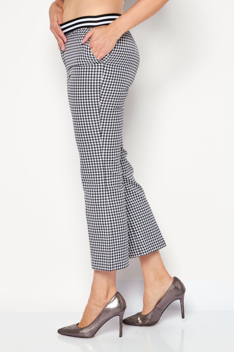 Liu Jo Women Microcheck Capri Pant, White  - Image 2