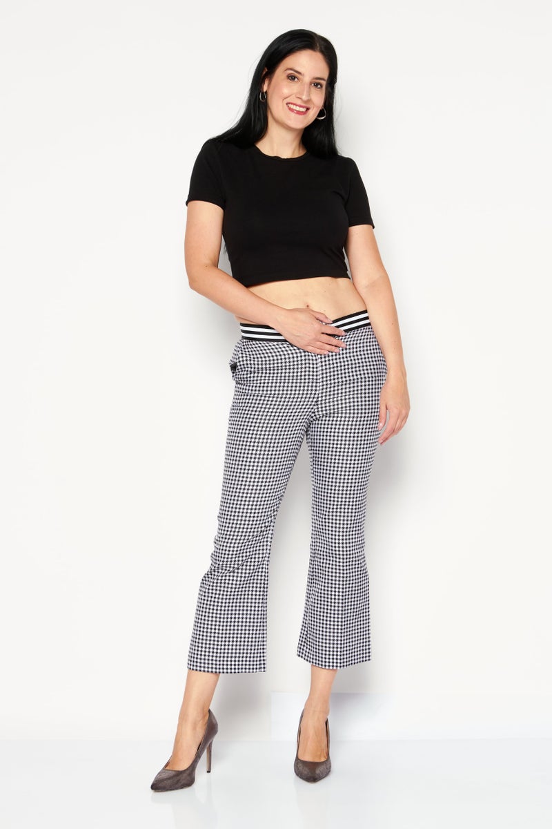 Liu Jo Women Microcheck Capri Pant, White  - Image 4