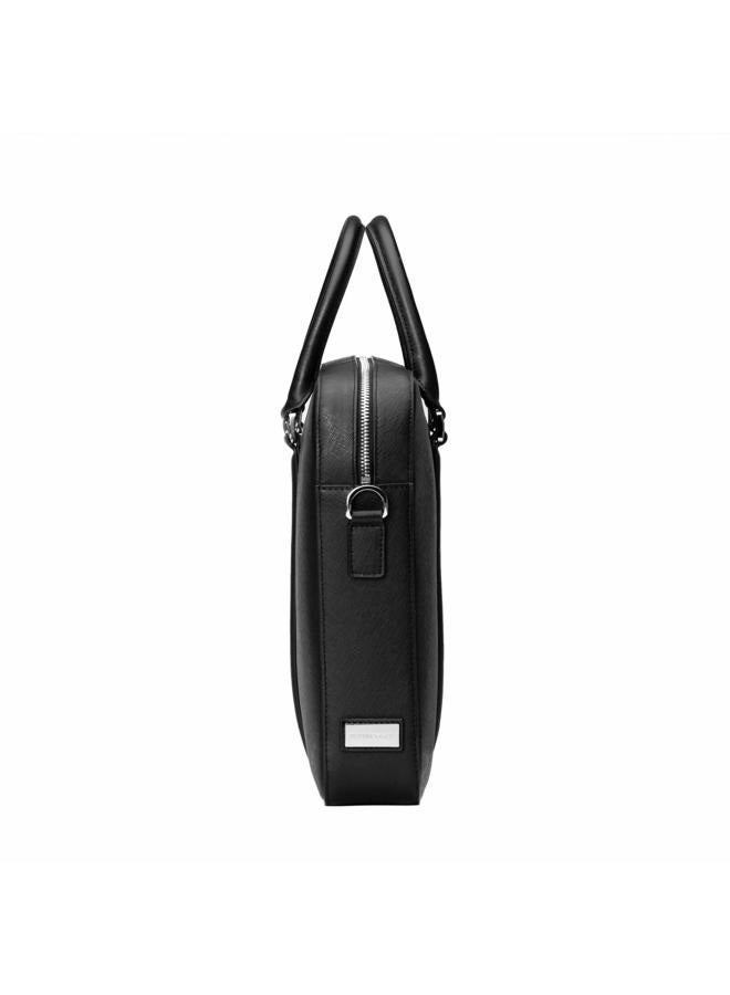 Maverick & Co. Manhattan Leather Briefcase (Black-Racing Red) - Image 2