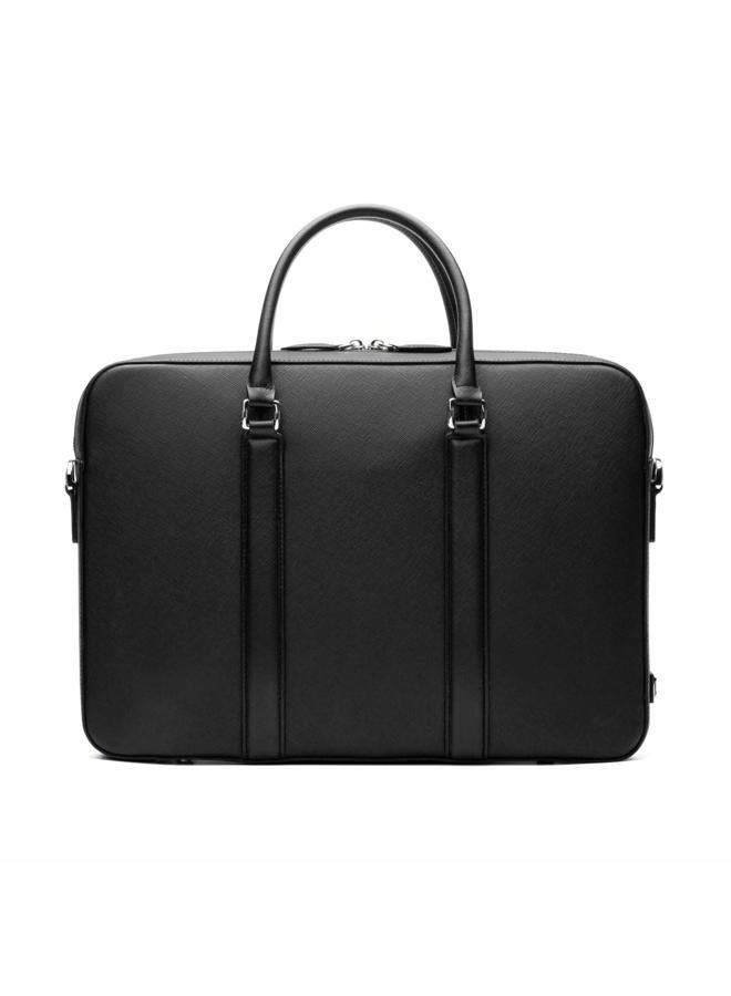 Maverick & Co. Manhattan Leather Briefcase (Black-Racing Red) - Image 4