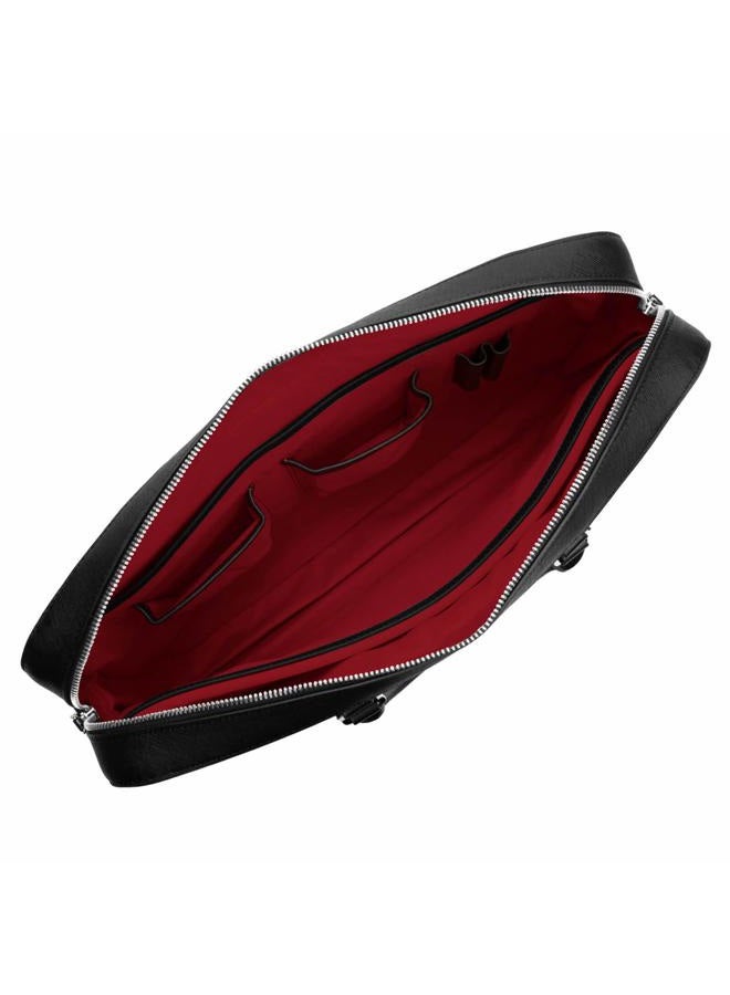 Maverick & Co. Manhattan Leather Briefcase (Black-Racing Red) - Image 3