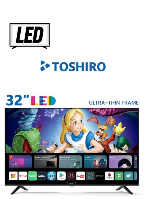 شاشة 32 بوصة - LED - اطار رفيع جدا - اخراج قوي للصوت - أسود - TRO32LED4
