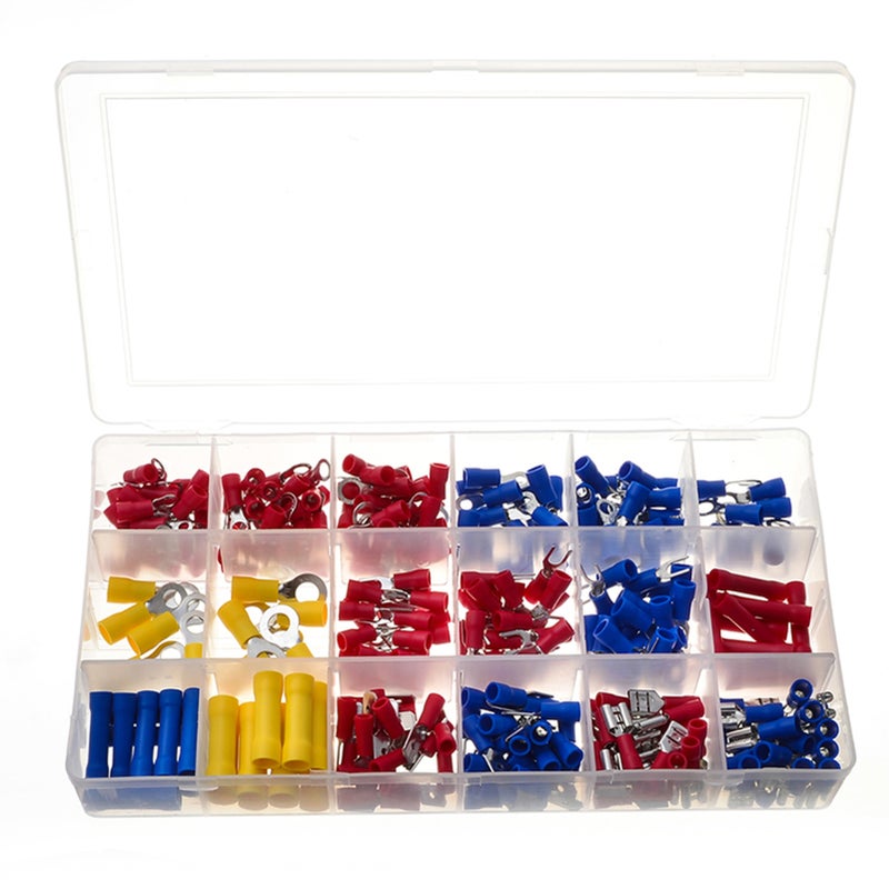 300Pcs Assorted Insulated Electrical Wire Terminals Crimp Connectors Spade Set Kit Assortment Box Design Portable - Image 1