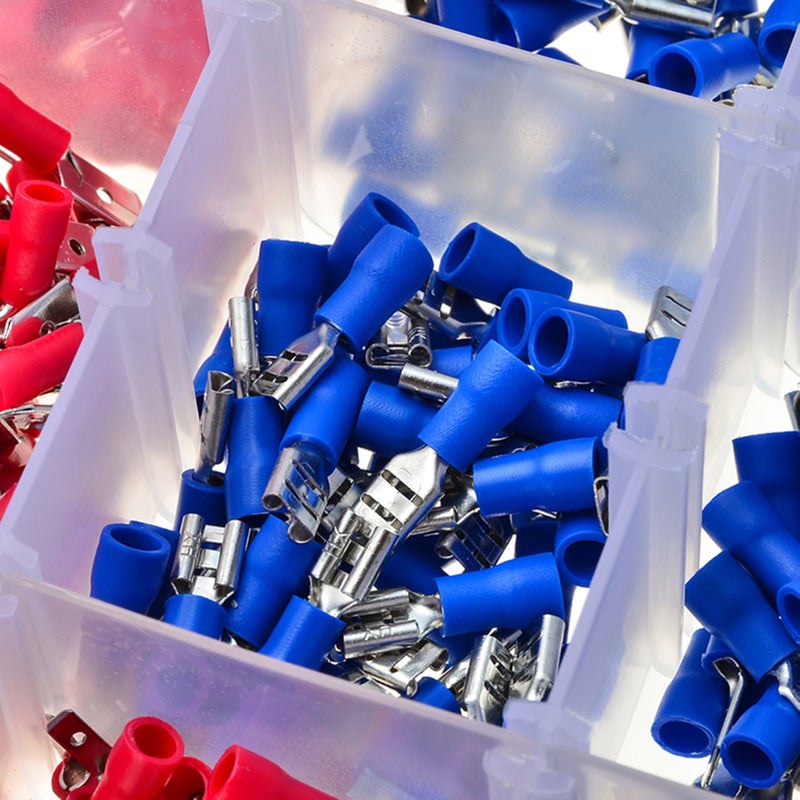 300Pcs Assorted Insulated Electrical Wire Terminals Crimp Connectors Spade Set Kit Assortment Box Design Portable - Image 2
