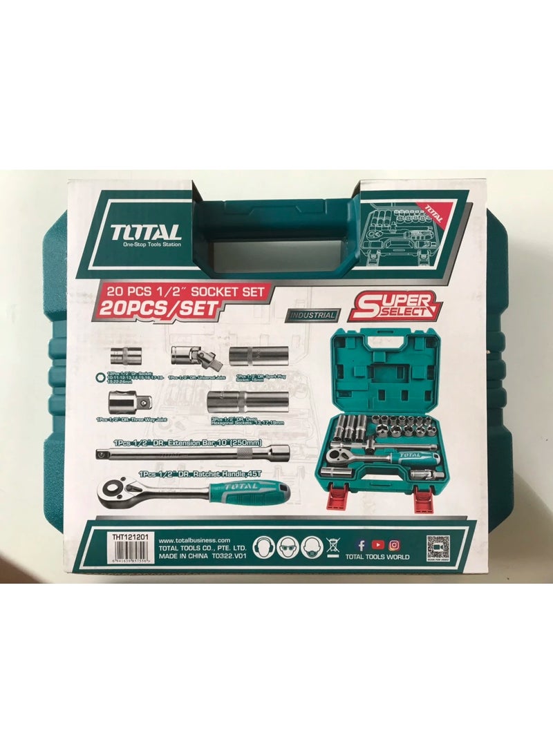 TOTAL 20-piece set of 1/2-inch sockets (total)
